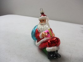 Christopher Radko Santa sitting with bag list Christmas Ornament 6&#39;&#39; - £23.73 GBP