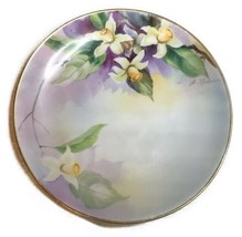 Antique Nippon Hand Painted Plate Floral Purples Cream Greens Gold Rim 7.5” - £14.15 GBP