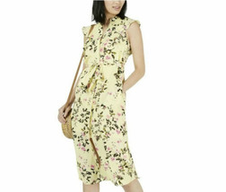 Maison Jules Women&#39;s Flutter-Sleeve Belted Dress Yellow Penny Floral XS - £37.73 GBP