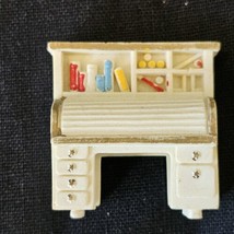 1:48 Vintage Plastic Dollhouse Furniture Office Roll top Desk White Library - $16.39