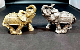 Lot of 2 Elephant Figures, Gold and Silver, 4&quot; Tall. - £19.34 GBP