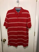 Tommy Hilfiger Striped Classic Fit Polo Shirt Short Sleeves XL Men&#39;s Red - £4.65 GBP