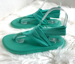 Sanuk Youth Sz 4 5 s/n 1090931Y Green Yoga Sandals Slip On Shoes - $24.74