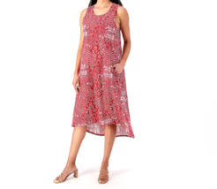 Stan Herman 100% Cotton Tiered Maxi Dress - Cherry, Petite Large - $28.59