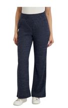 Andrew Marc Womens Pants Blue Lounge Pull-On Rib Knit Pockets Wide Leg Soft - $60.55 CAD