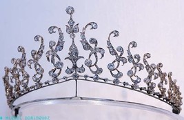 Royal Bridal Tiara Setting with 22 ct Natural Rosecut Diamond Base Metal... - £537.43 GBP