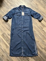 Knox Rose Women&#39;s XS Blue Denim Pocketed 3/4 Sleeve Shirt Dress NWT - $18.29