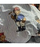 Ralph Lauren Teddy Bear Blue White Striped Full Fitted Sheet And 1 Pillo... - $1,235.44 MXN