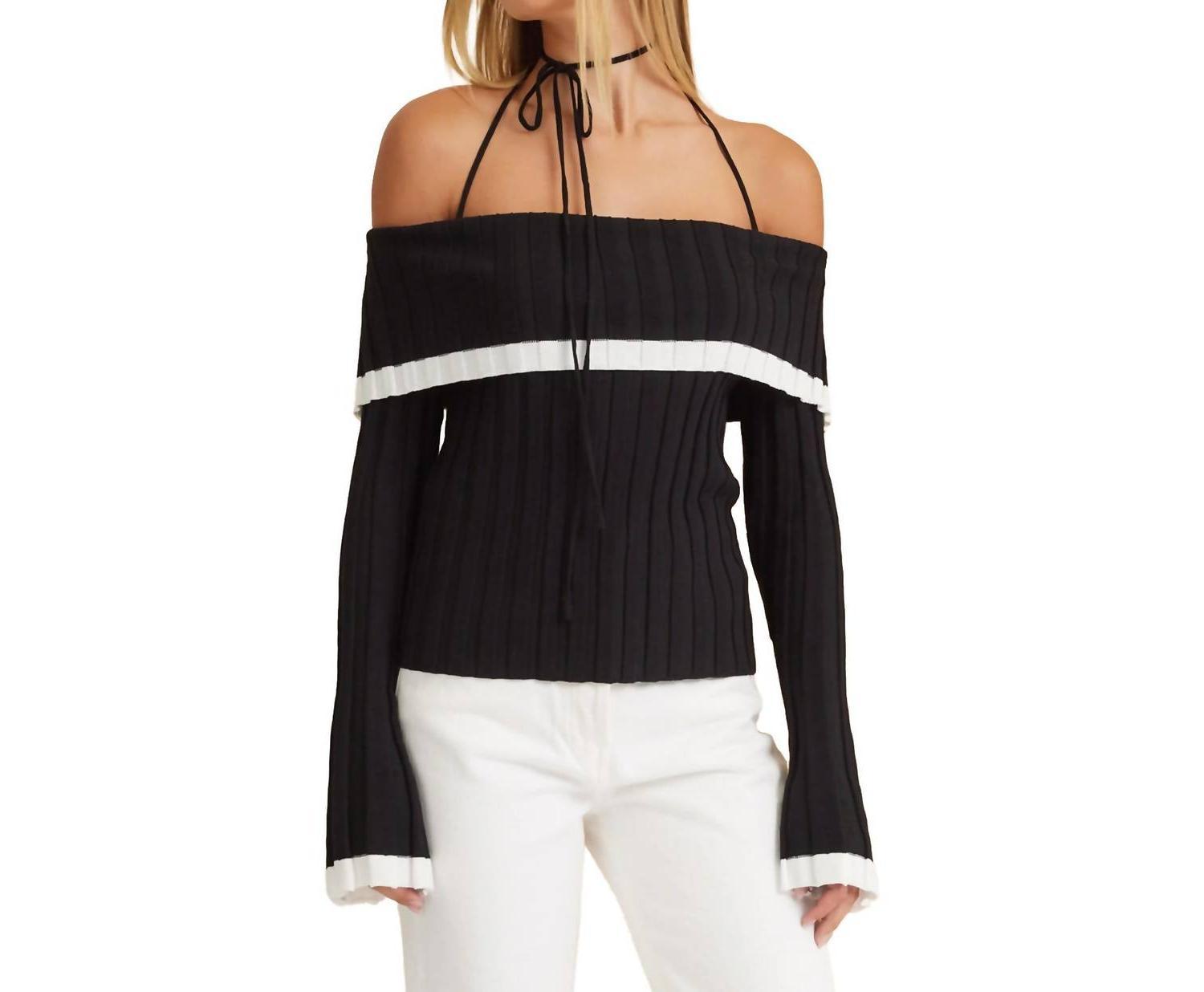 Illa Illa Ribbed Knit Off Shoulder Top Black - $38.00