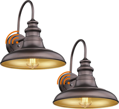 2-Pack Dusk to Dawn Barn Lights, Bronze Gooseneck Wall Sconces, Outdoor Use - $185.12