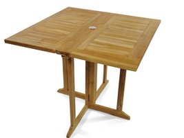 Premium Grade A Teak 35&quot; Square DropLeaf Folding Table, Use w/1 Leaf Up ... - $950.00