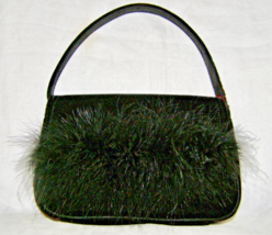 VINT. SASHA, HAND MADE,SMALL BLACK VELVET w/OSTRICH FEATHER TRIM EVENING... - $14.85
