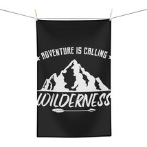 Microfiber Adventure is Calling Wilderness  Tea Towel- 16x25&quot;- Black and... - £14.57 GBP