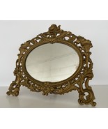 Vtg.Iron Art Gold Vanity Mirror Table Victorian Rococo Hollywood Regency... - $54.31