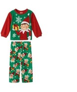 Boys Pajamas Christmas 2 Pc Set Green Red Elf On Shelf Shirt Pants Toddl... - £11.65 GBP