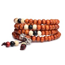 Stretch Wrap Mala Bracelet 108 6mm Bead Beautiful Tan Wood Prayer Buddha... - $6.95