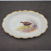1920 Limoges Plate Bird France Large Gold Embossed Lewis Strauss &amp; Sons ... - $186.99
