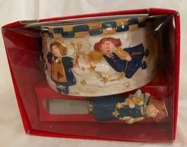 NEW Kohl&#39;s Christmas Angels Dip Mix Set Bowl &amp; Spreader NIB Ceramic Holiday - $15.99