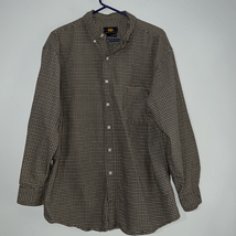 Route 66 Button Up Shirt Men&#39;s Size L Long Sleeve Green Cream Check Cotton - $8.23