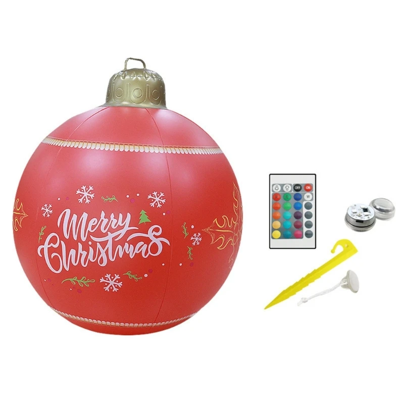60cm Inflatable Christmas Ball Light Up LED Xmas Ball with Remote Control for Ou - £128.39 GBP
