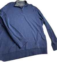 Polo Ralph Lauren Men Sweater 1/4 Zip Pullover Cotton Blend Heather Blue XL - £15.49 GBP