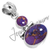 Women&#39;s Gift Copper Purple Turquoise 925 Fine Sterling Silver Pendant - $29.23