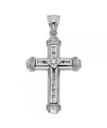 14K White Gold Cubic Zirconia Cross Pendant - €652,98 EUR