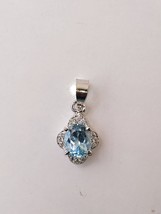 Natural Blue Aquamarine Pendant in 925 Sterling Silver - £69.24 GBP