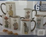 Hipster Animal Coffee Mugs 6 Pc Set 17.5 Oz. Stoneware By Signature - $28.71