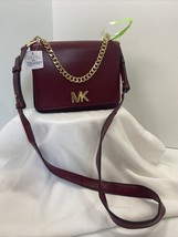 New Michael Kors Bag Mott Swag Crossbody Red Burgundy Leather B2S - $98.89