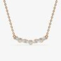 0.42Ct Marquise &amp; Real Moissanite 14k Rose Gold Plated Curved Pendant Necklace - £59.29 GBP