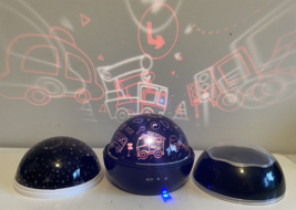 Gemmy LED Sky &amp;Trucks Cars Lght Show Shadow Dome Moon Stars Toys - £11.36 GBP