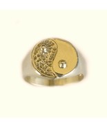 14 K yellow gold Ying Yang ring, yin yang signet ring symbol of balance - €547,11 EUR+