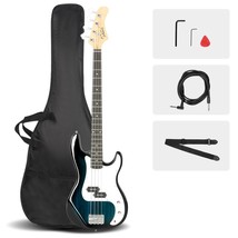 Electric P Style Bass Guitar 4 String + Cord + Wrench Tool +Bag Dark Blue - £106.21 GBP