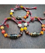 Bracelet de perles Dzi 2 yeux fait main cordon multicolore - bracelet de... - $52.50