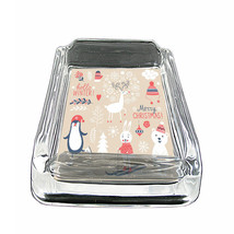 Vintage Skiing D45 Glass Square Ashtray 4&quot; x 3&quot; Smoking Cigarette Winter Skier - £38.75 GBP