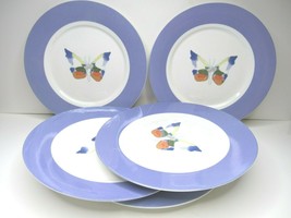 5 Lynns Farfalla Purple Rim Butterfly Design Fine China 10.5&quot; Dinner Plate Decor - £34.16 GBP