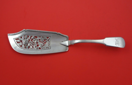 English Georgian Sterling Fish Server London 1825 pierced chased blade 12&quot; - £205.45 GBP