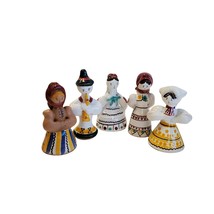 5 Czech Peasant Pottery Figurines 1 Man 4 Women Red Clay Hand Made FREE SHIPPING - £19.65 GBP