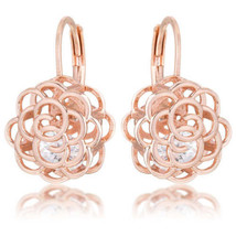 Precious Stars Rose Goldtone Cubic Zirconia 3D Rose-Shape Drop Earrings - £19.41 GBP