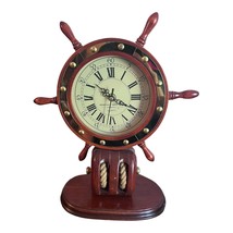 Ship Wheel Pedestal Style Mantel Clock Heritage Mint Wood Blocks and Tackle - £20.86 GBP