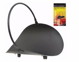 BLACK LOG BASKET CARRIER FIREWOOD STORAGE HANDLE POWDER COATED CAST STEE... - $19.23