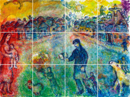 marc chagall le voyageur ceramic tile art mural backsplash - £47.36 GBP+