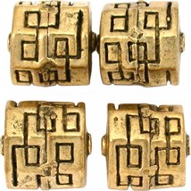 Bali Octagon Barrel Antique Gold Plated Beads 13.5mm 19 Grams 4Pcs Approx. - £5.60 GBP