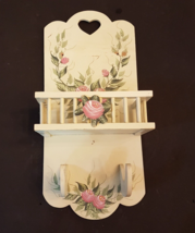 Wooden Wall Shelf Rolling Pin Holder Rack 20&quot; Painted Wood Home Decor NEEDS TLC - £15.51 GBP