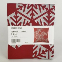 Ikea Snokrokus Pillow Cushion Cover 20&quot; x 20&quot; Red Silver Snowflake Geome... - £9.89 GBP