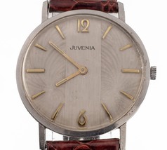 Juvenia Vintage Men&#39;s Stainless Steel Hand-Winding Watch w/ Leather Band - £395.59 GBP