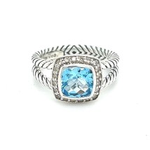 David Yurman Authentic Estate Topaz Diamond Petite Albion Ring 7 Silver ... - $355.61