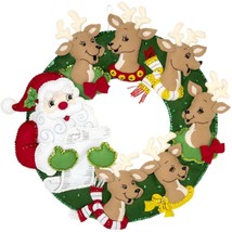 DIY Bucilla Santa and Reindeer Holiday Christmas Felt Wreath Craft Kit 86916 - £39.24 GBP