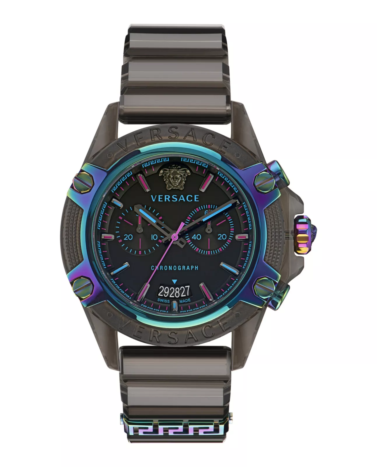 Versace Mens Icon Active Transparent Black 44mm Strap Fashion Watch - $670.99